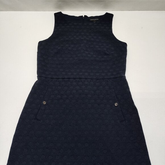Banana Republic Jacquard Sheath Dress Size 4 Sleeveless Knee Length Lined Navy - Picture 5 of 14